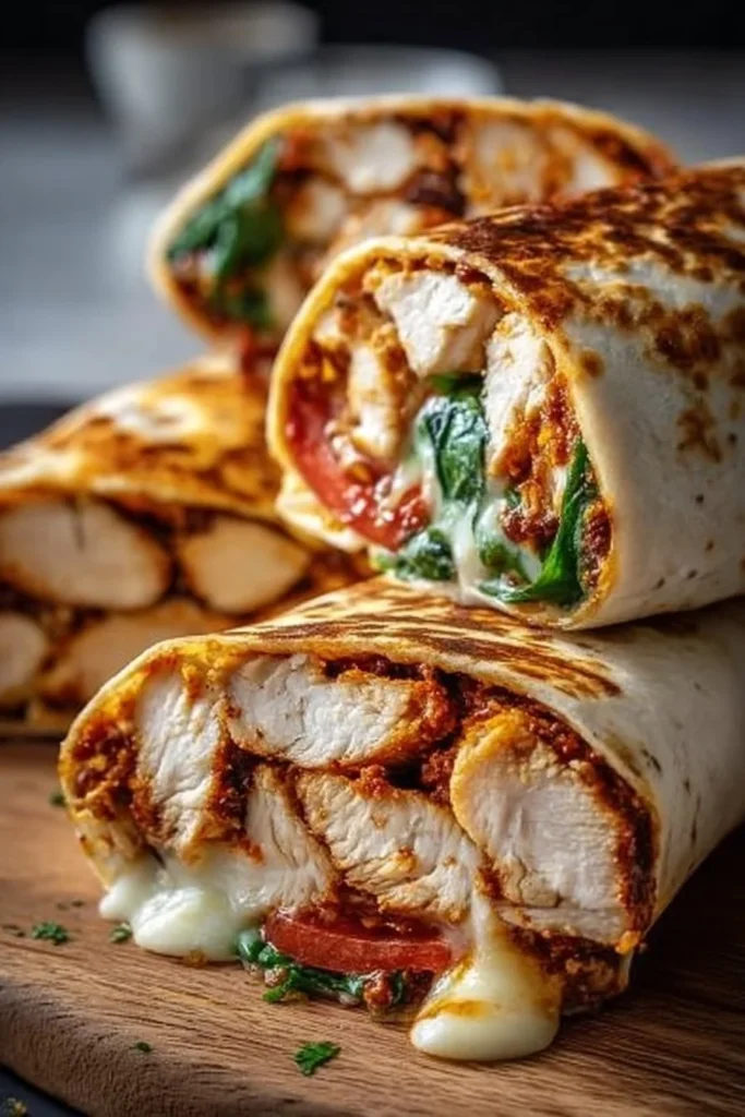 Crispy air fryer chicken and mozzarella wraps on a plate