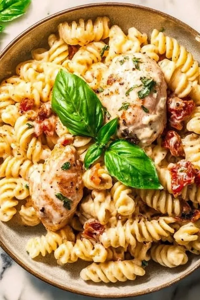 Delicious Marry Me Chicken Pasta served in a bowl with fresh herbs