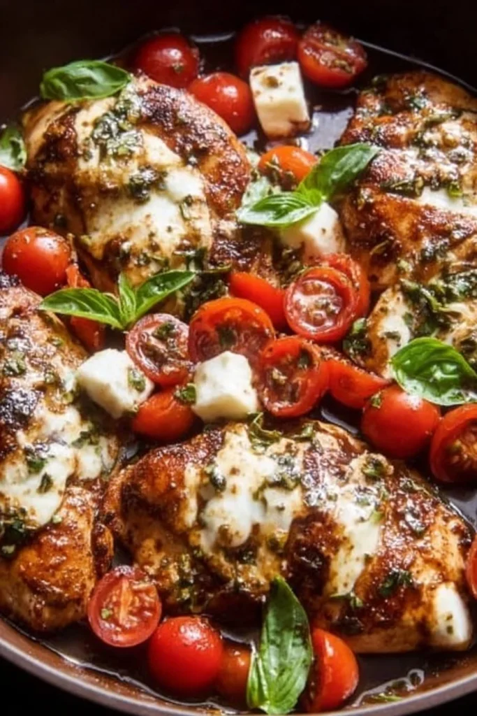 One-Pan Juicy Chicken with Balsamic Sauce served on a plate.