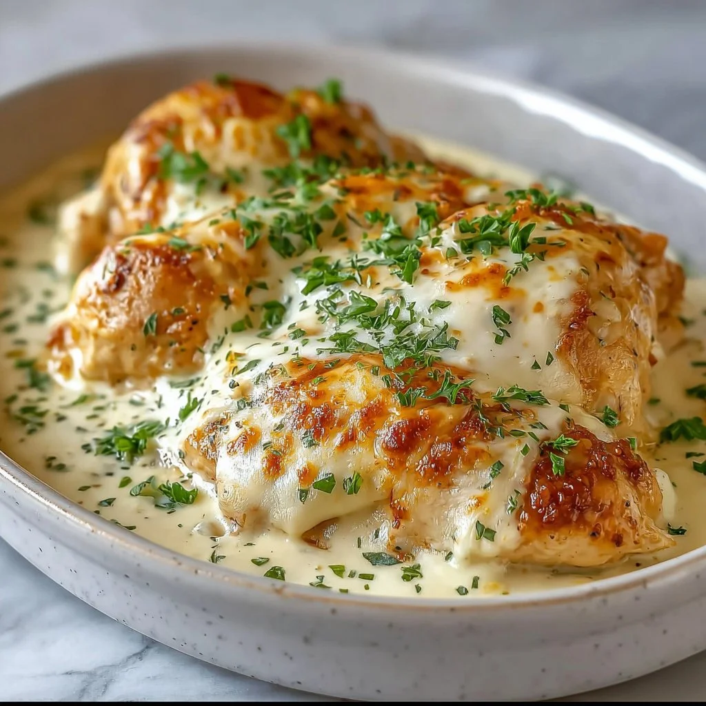 Delicious smothered cheesy sour cream chicken served on a plate