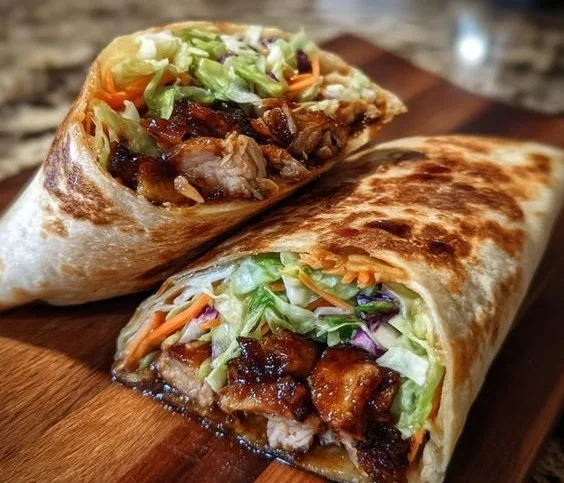Delicious Teriyaki Chicken Wrap with fresh vegetables and savory sauce