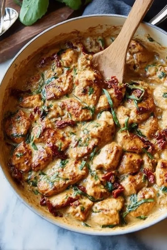Whole30 Marry Me Chicken recipe with creamy sauce and fresh ingredients.