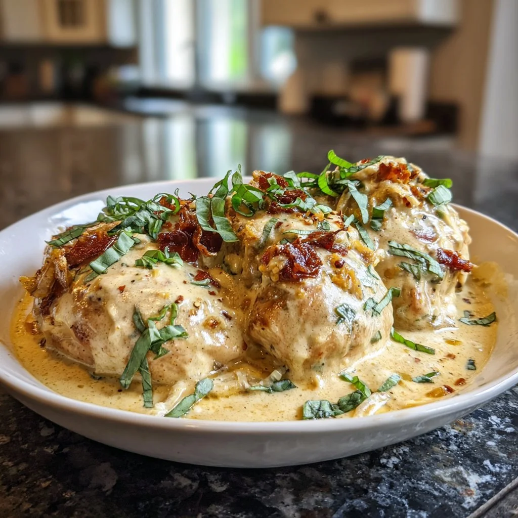 Creamy Crockpot Marry Me Chicken served with fresh herbs and vegetables