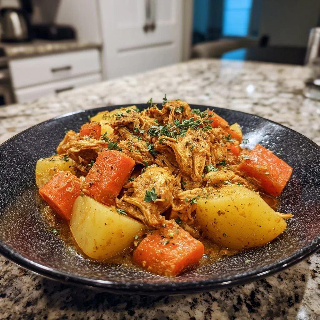 Delicious slow cooker butter chicken with fresh veggies in a creamy sauce