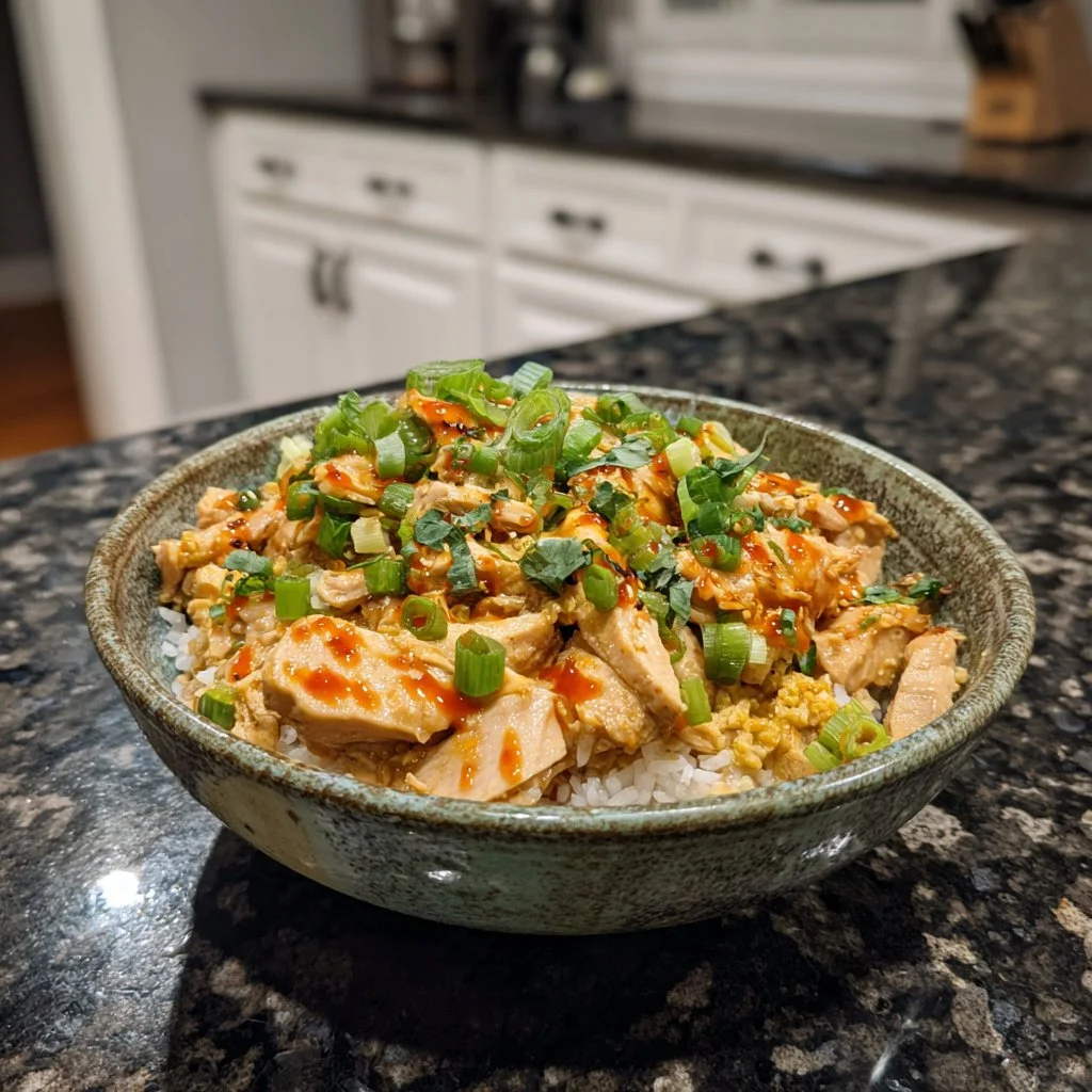 Bang Bang Chicken Bowl with vibrant vegetables and creamy sauce
