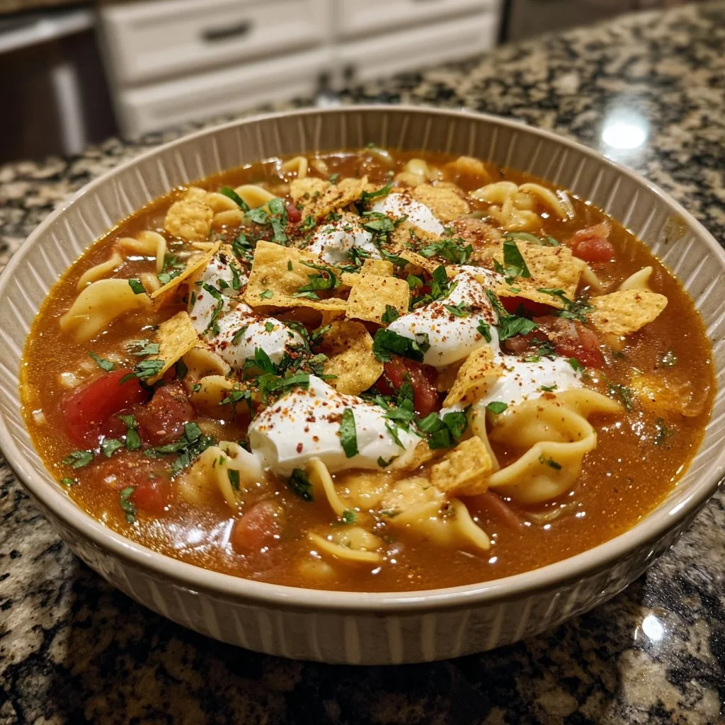 A bowl of cozy Christmas soup garnished with herbs, ideal for holiday meals.