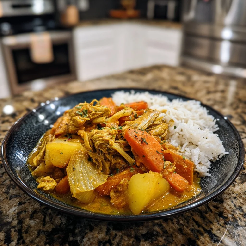 Cozy Crock Pot Indian curry cooking in a slow cooker for easy weeknight meals.