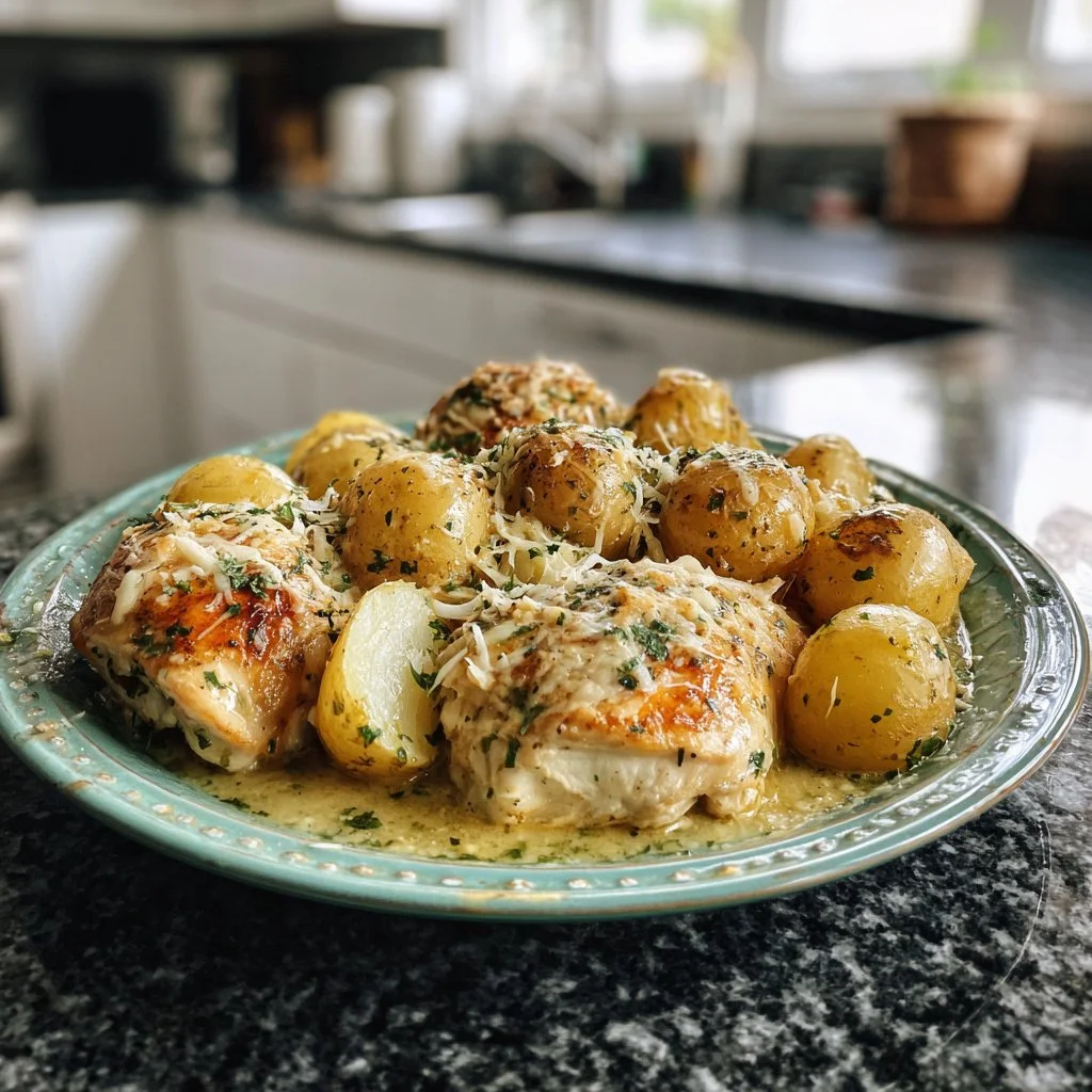 Cozy garlic parmesan crockpot chicken and potatoes recipe