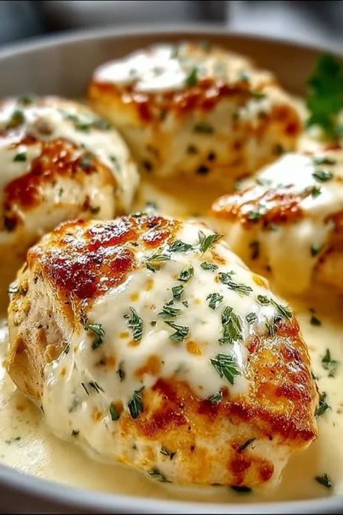 Delicious Cream Cheese Chicken Bake ready to serve with a side salad.