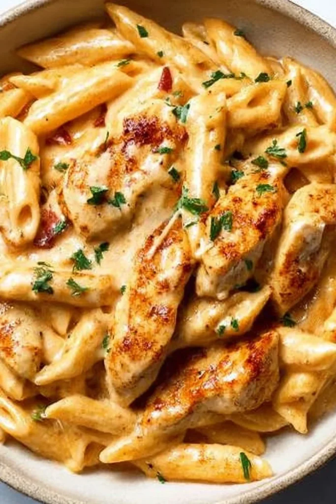 Creamy Cajun Chicken Pasta with vibrant vegetables and spices