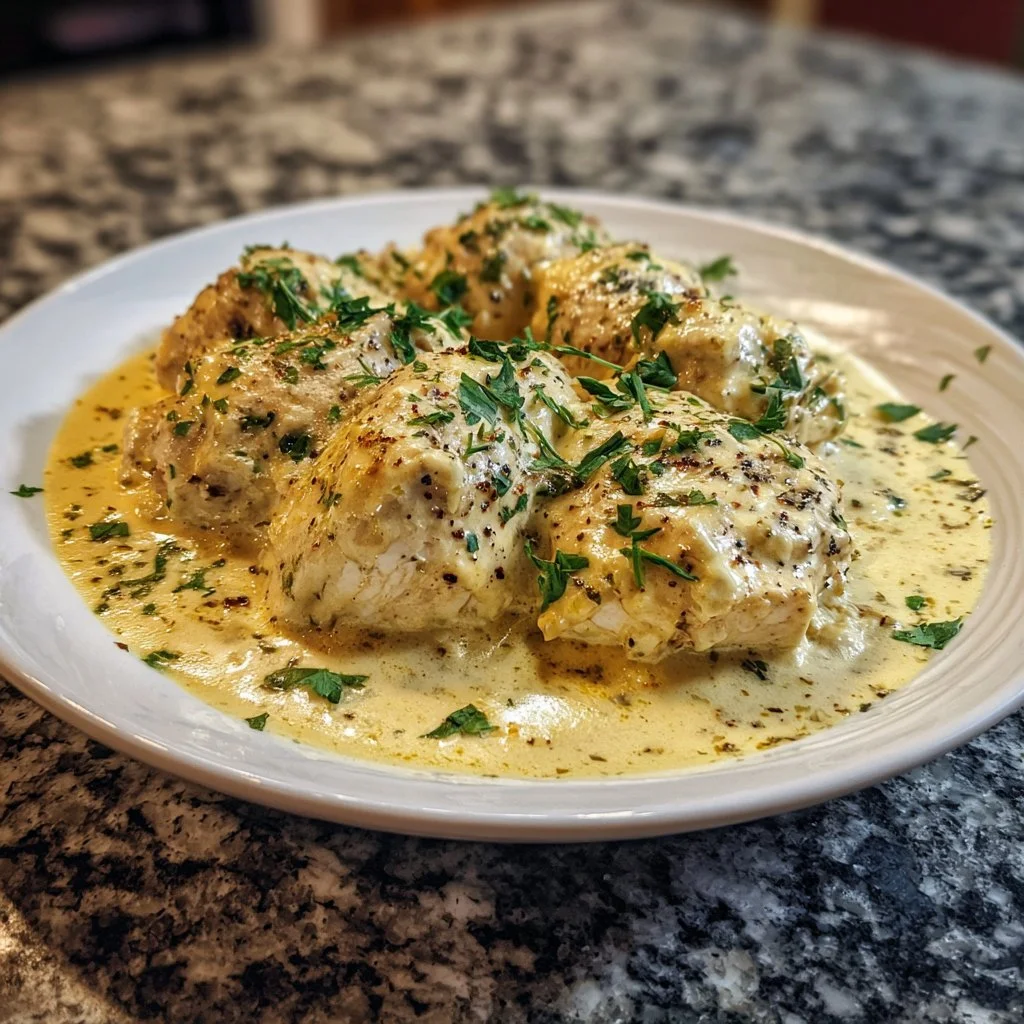 Creamy Crock Pot Angel Chicken served with rice and vegetables in a bowl