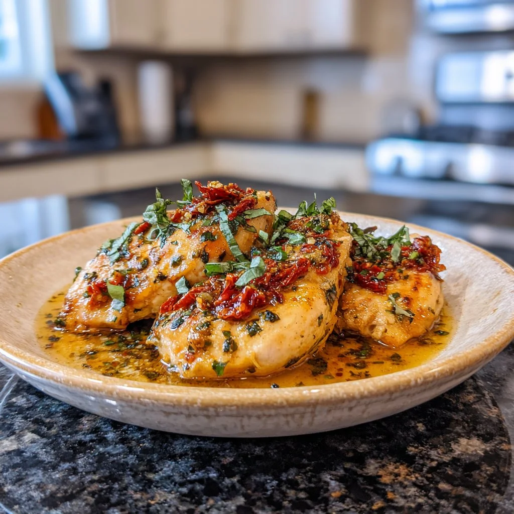 Healthy Crockpot Marry Me Chicken recipe served in a bowl