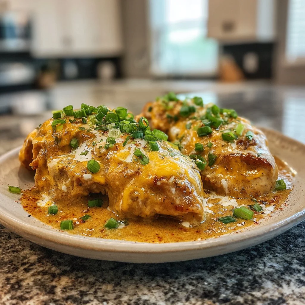 Delicious Texas Roadhouse Smothered Chicken topped with melted Jack Cheese