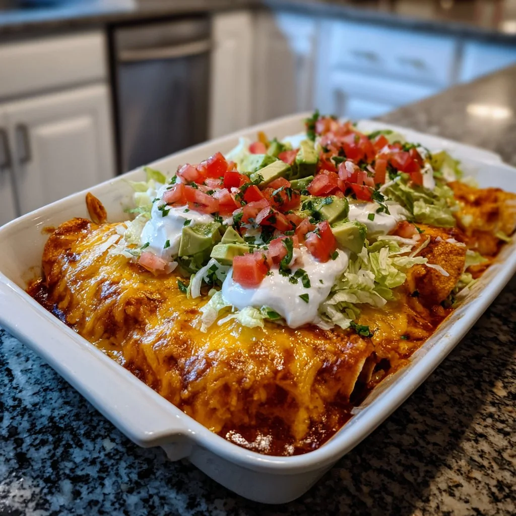 Delicious crockpot chicken enchiladas served on a plate