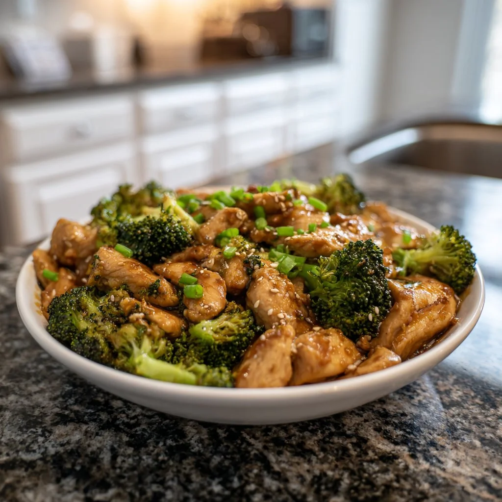 Crockpot Chicken with Broccoli dish served in a bowl.