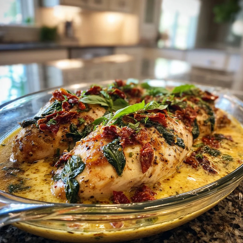 Delicious Marry Me Chicken served with creamy sauce and herbs