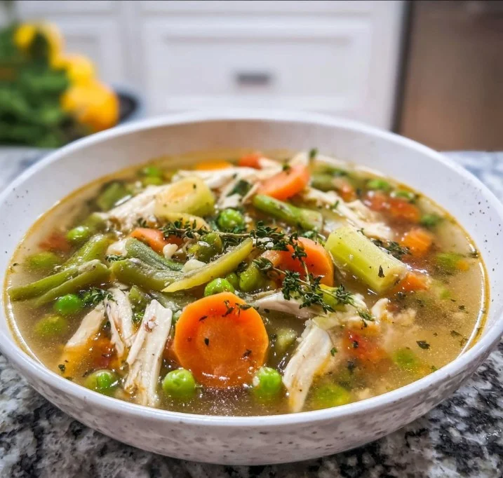 Delicious Chicken and Asparagus Soup in a bowl
