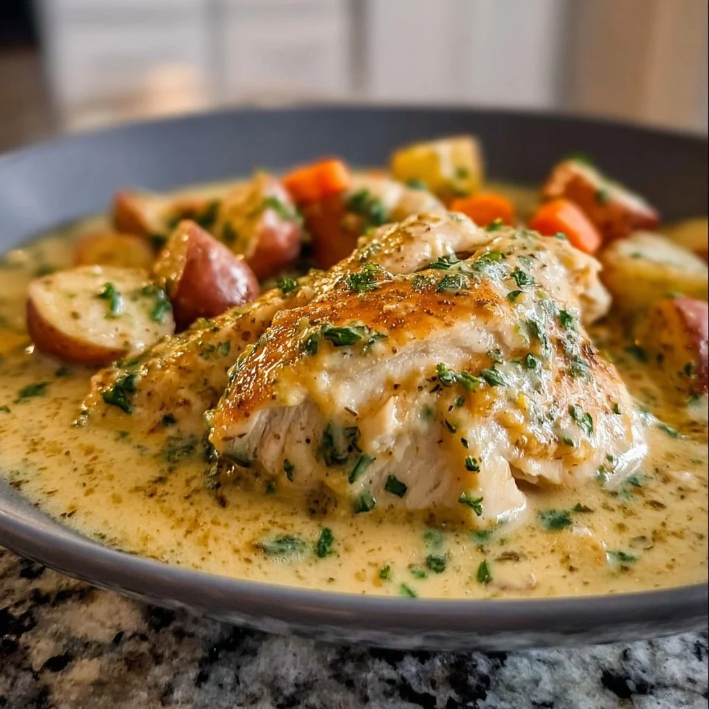 Cozy ranch chicken crock pot meal served in a rustic bowl