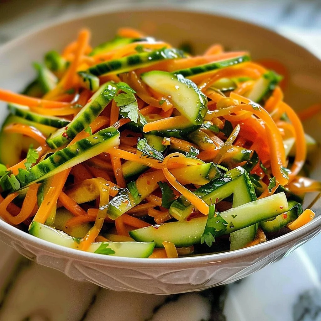 Cucumber and Carrot Salad with fresh vegetables in a bowl