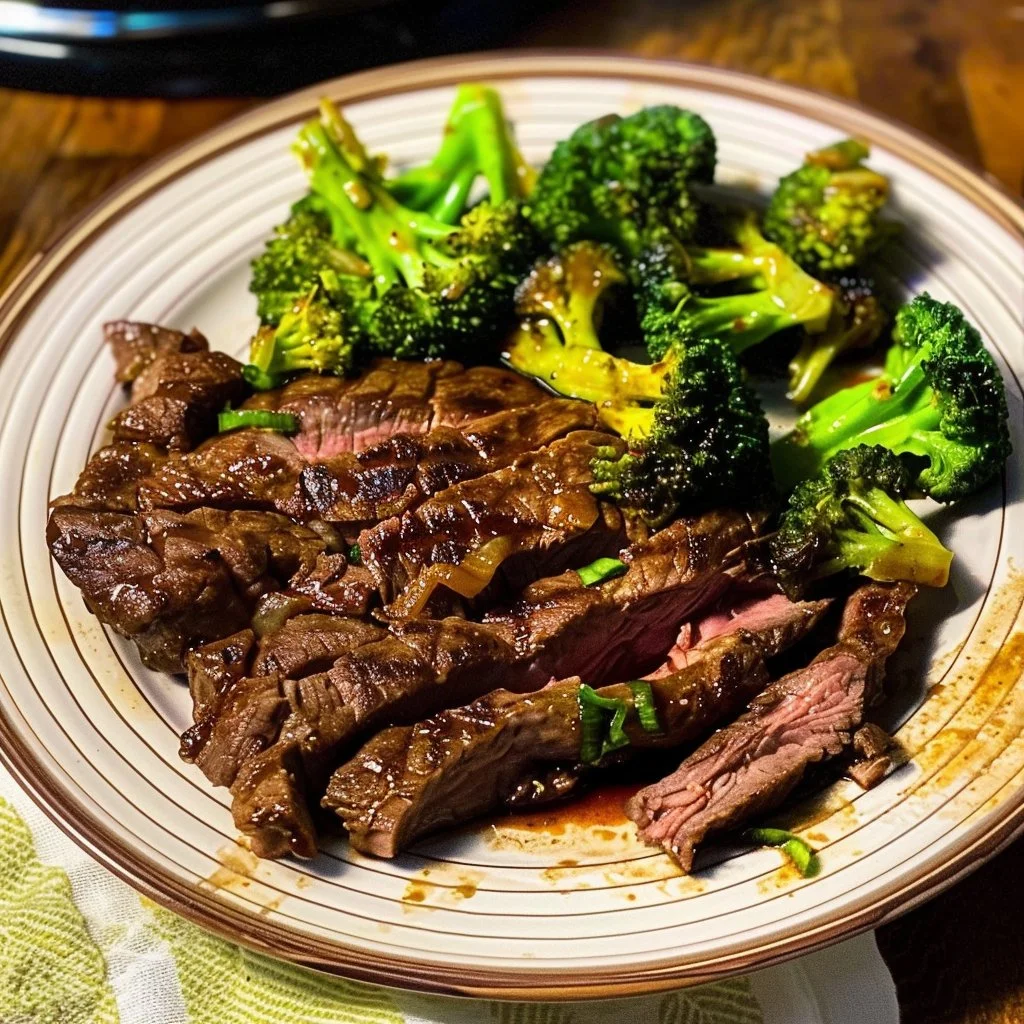 Plate of Keto Beef with Broccoli, a low-carb meal perfect for ketogenic diets.