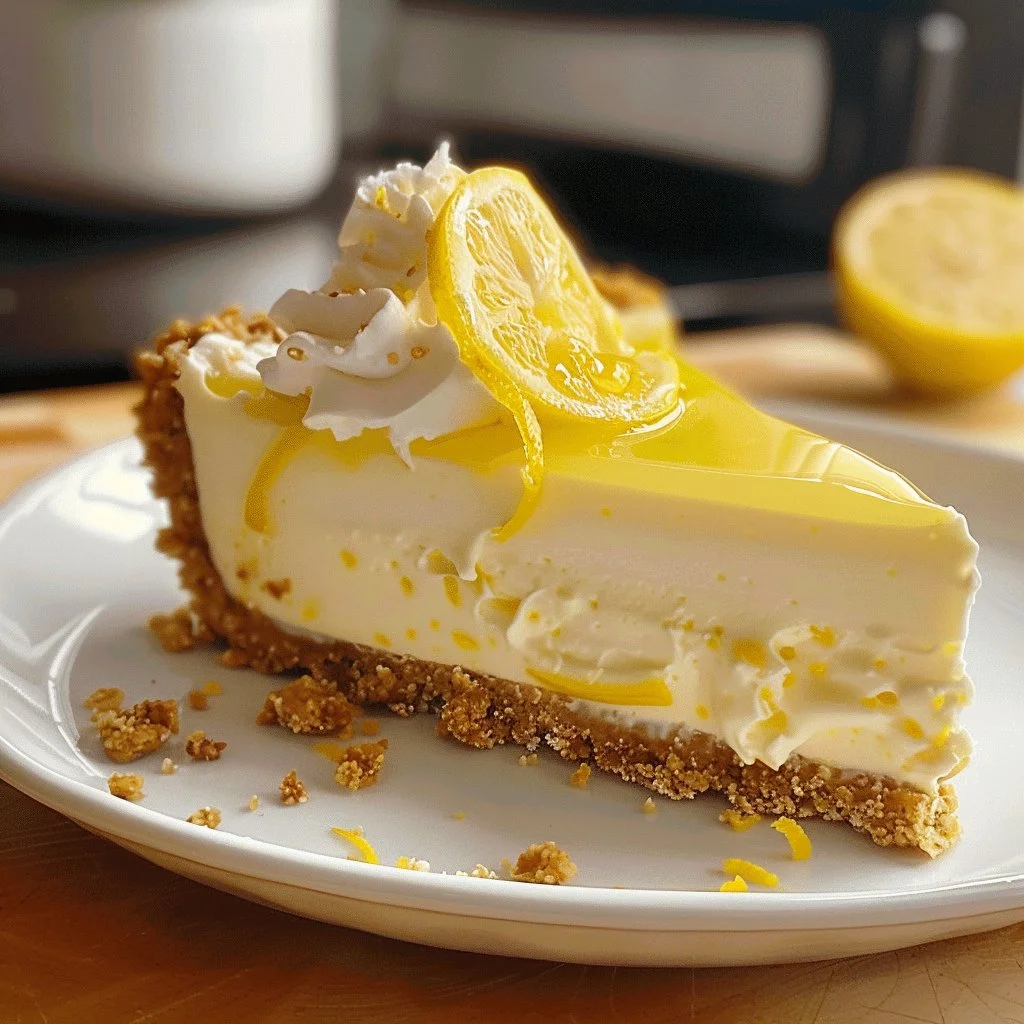 Delicious homemade lemon cheesecake slice garnished with lemon zest