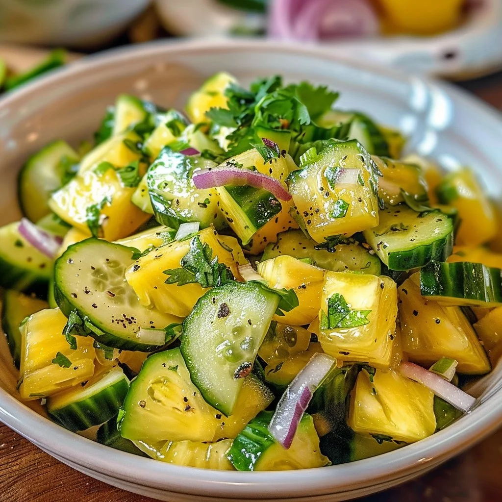 Delicious Pineapple Cucumber Salad with vibrant colors and fresh ingredients.