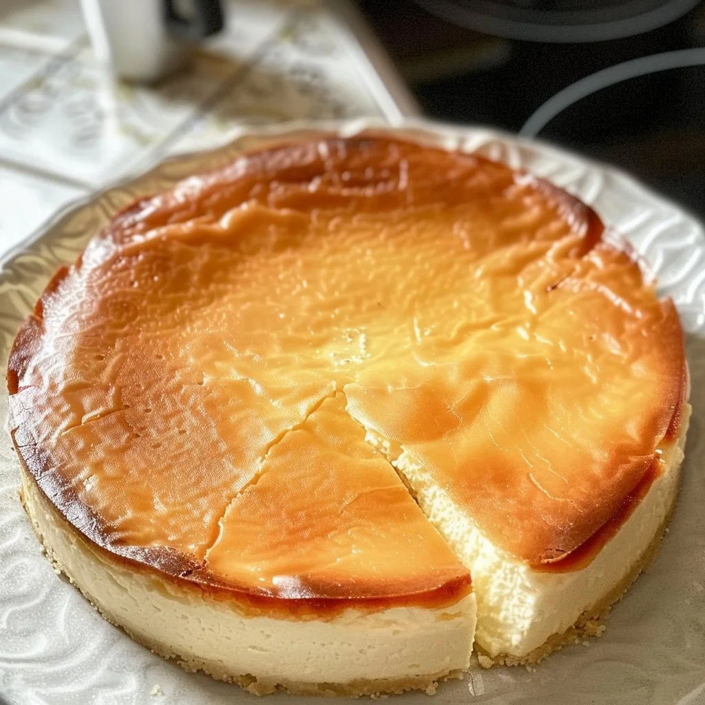Delicious slice of Polish Cheesecake (Sernik) topped with berries and mint