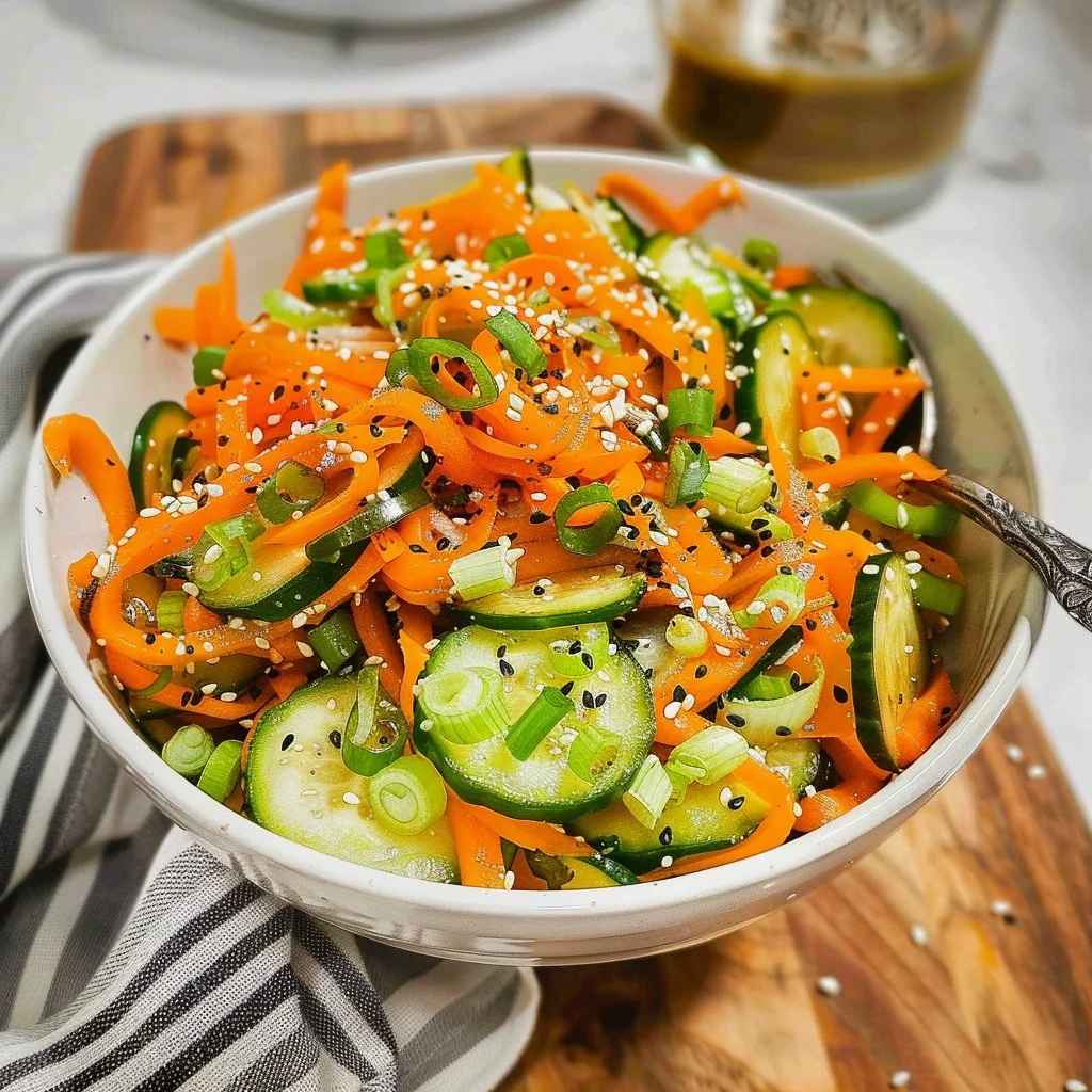 Refreshing cucumber and carrot salad with a light dressing