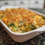 Savory broccoli casserole with cream of chicken soup baked to perfection.