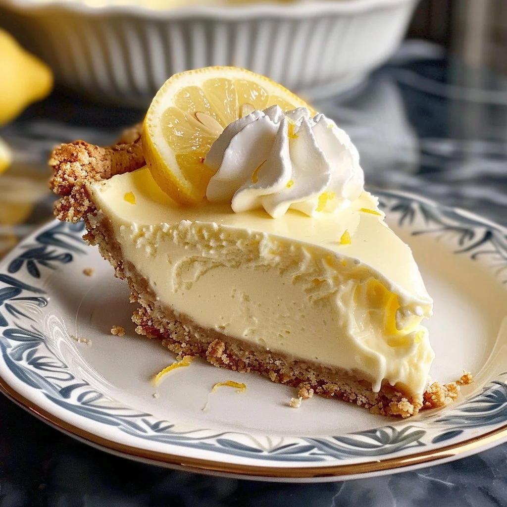 Sugar-Free Lemon Pie served with fresh lemon slices and mint garnish