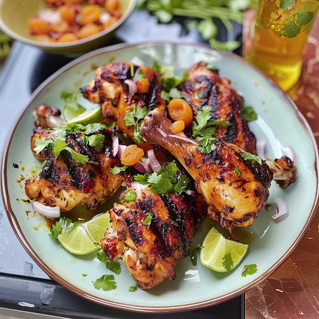 Delicious Sunshine Barbecue Chicken cooked on a grill with vibrant colors
