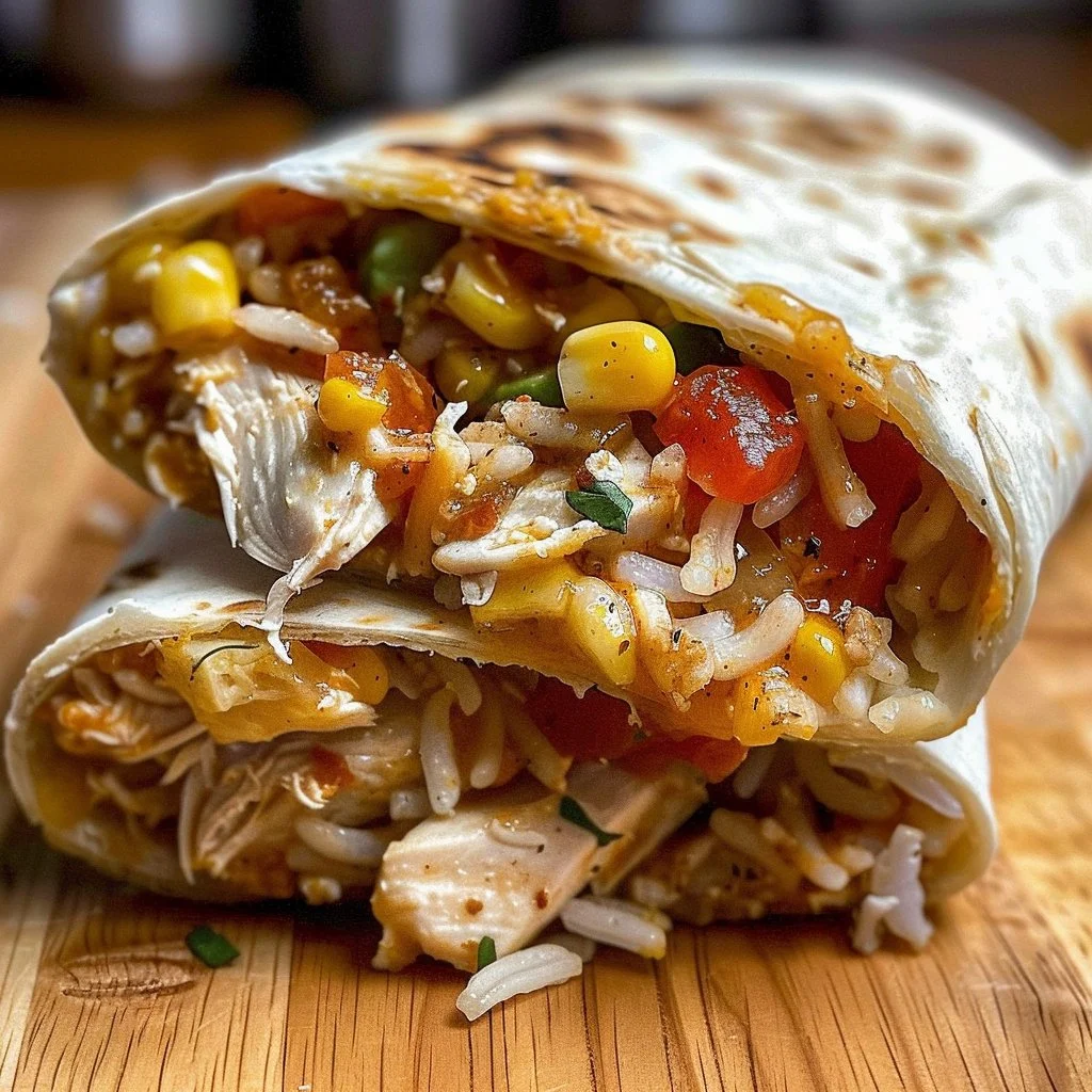 Delicious Chicken Burrito featuring grilled chicken and fresh toppings