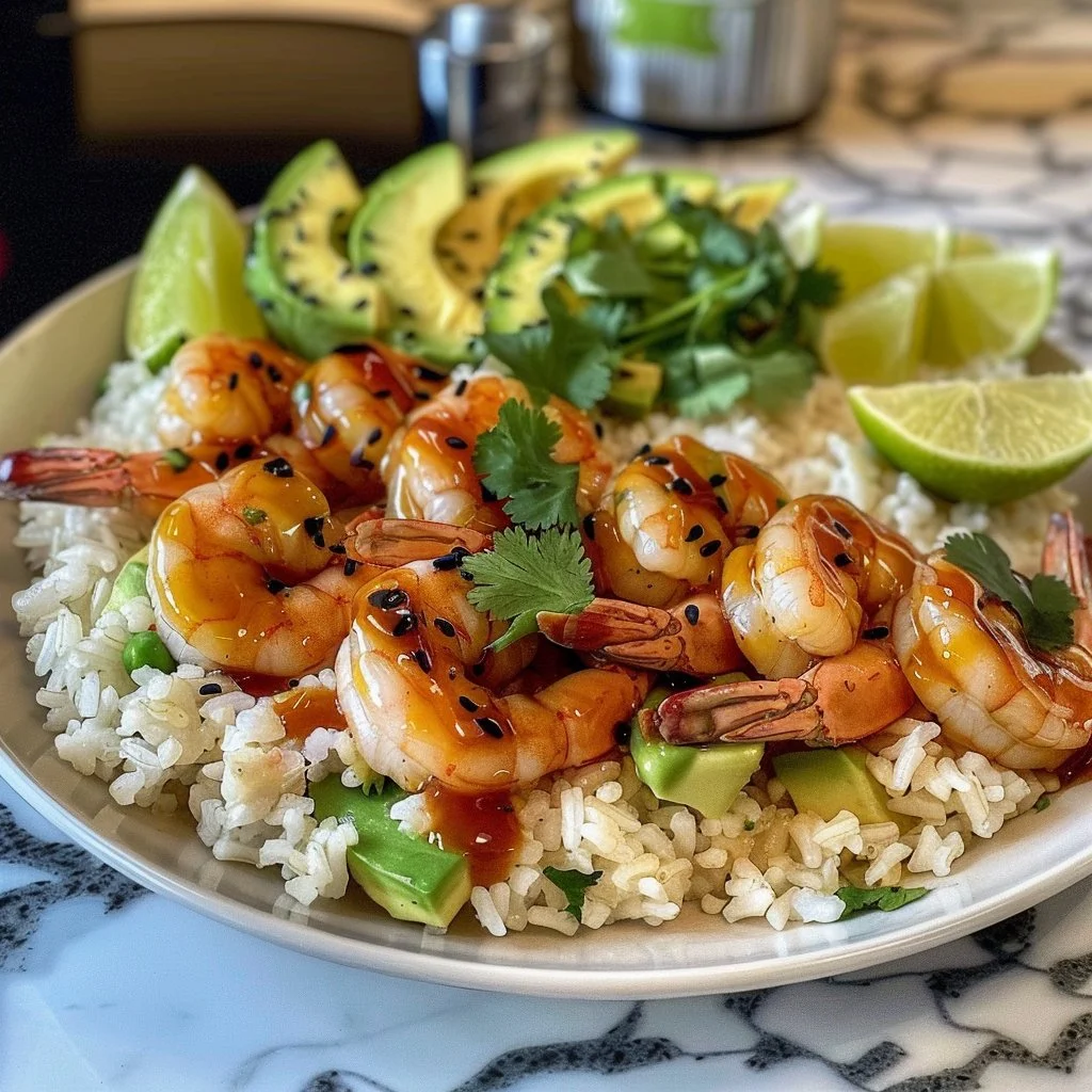 Cozy homemade shrimp bowls featuring fresh shrimp and vibrant vegetables.