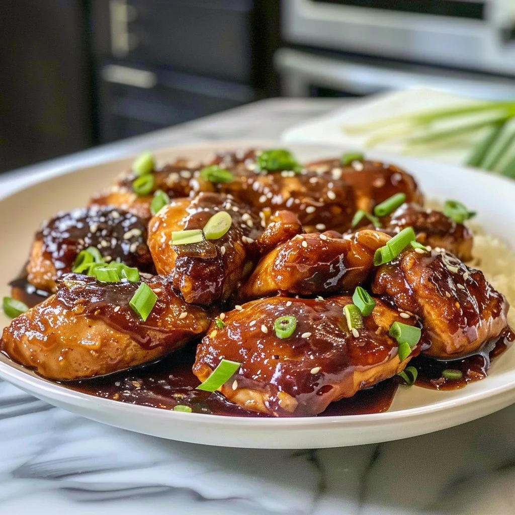 Cozy honey garlic dinner with succulent chicken and steamed vegetables