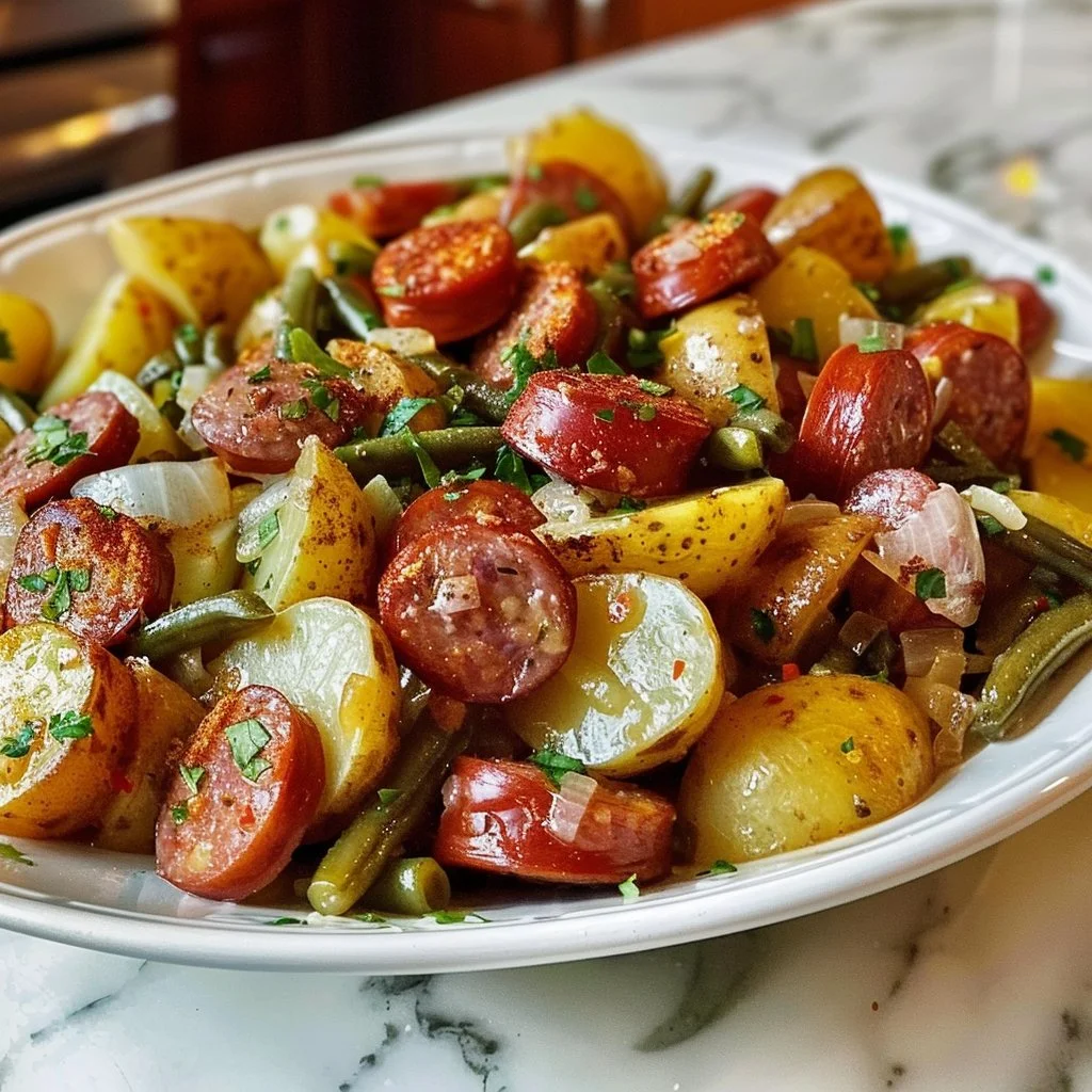 Bowl of homemade creamy cozy potatoes garnished with herbs