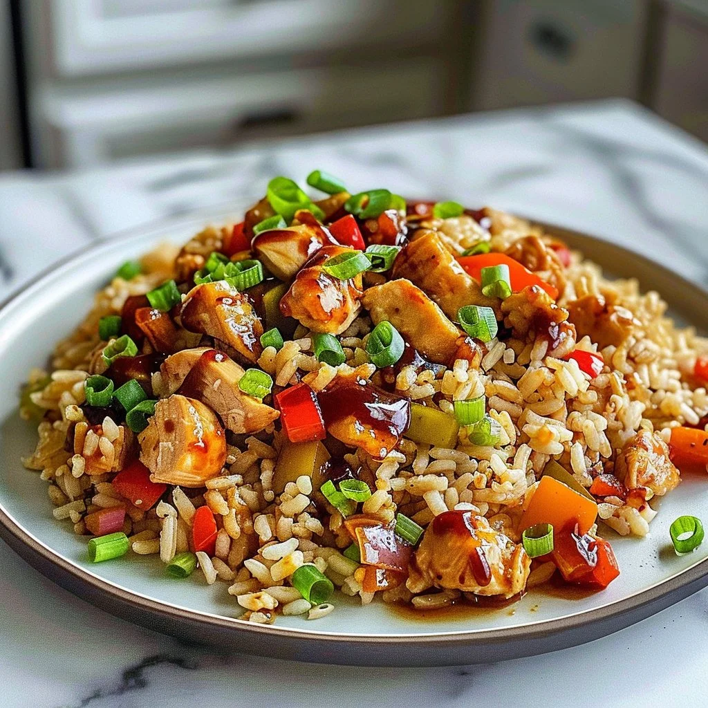 Plate of Minute Honey BBQ Chicken garnished with fresh herbs