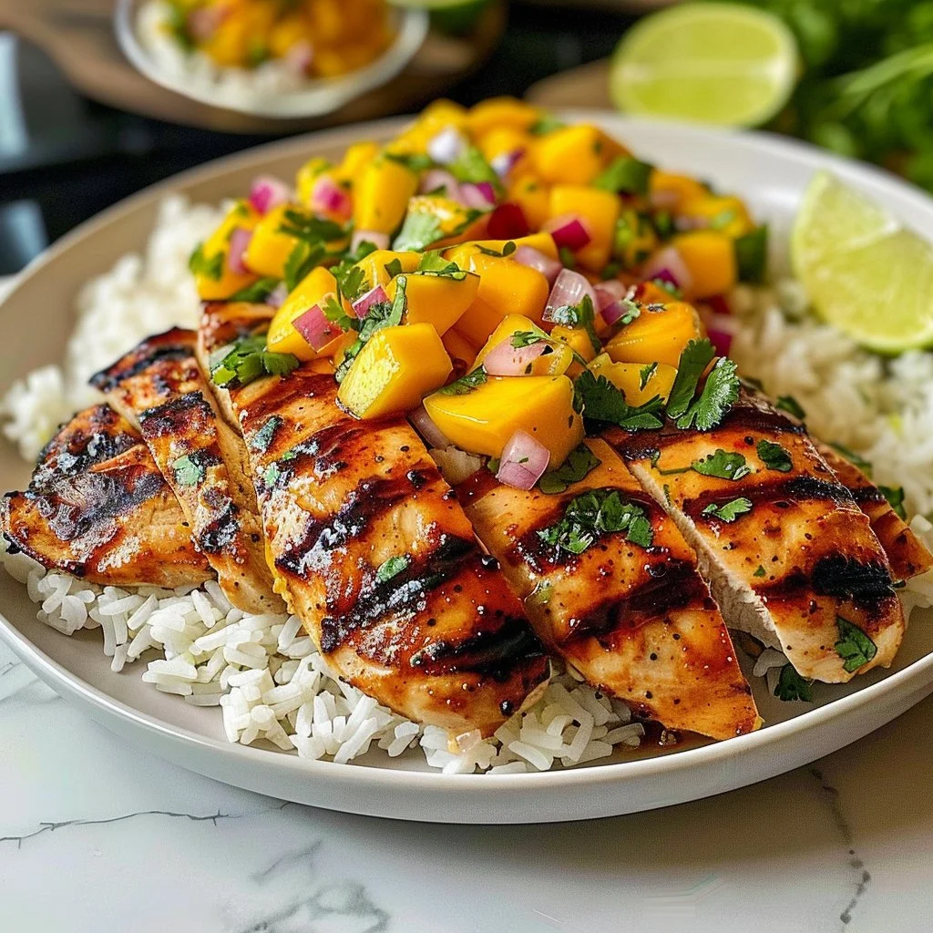 Cozy family meal of honey lime chicken served with vegetables.
