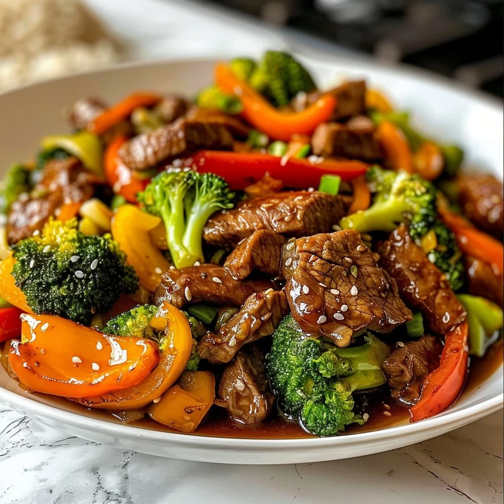 Delicious family favorite weeknight stir fry with colorful vegetables and protein