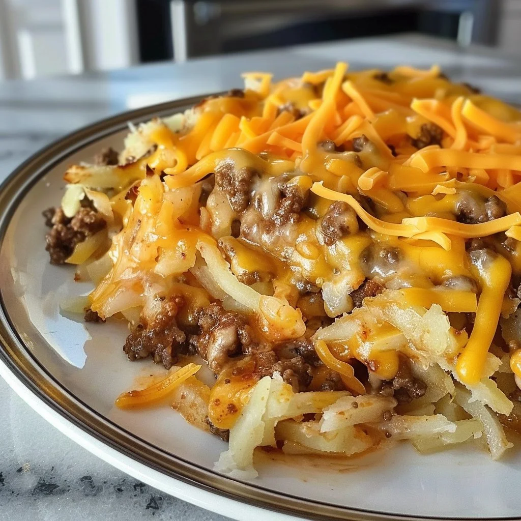 High protein taco casserole made with beans, cheese, and spices in a baking dish.
